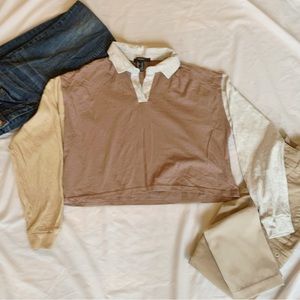 Forever 21 Brown Collared Crop Top